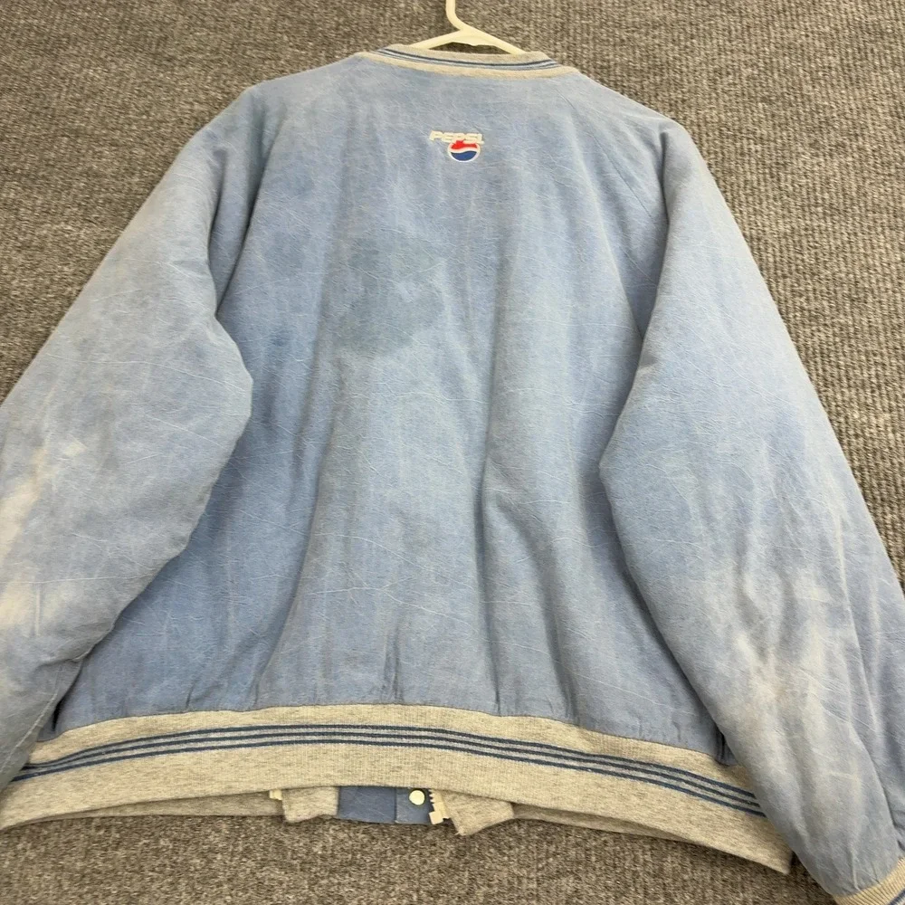 Vintage Pepsi King‎ Louie Jacket Mens XL Blue Cotton Bomber Snap Front USA Style